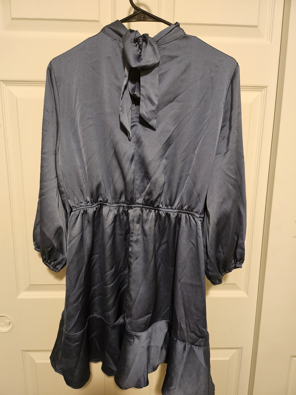 Vici Slate Gray Long Sleeve Ruffle Hem Dress - Picture 6 of 9